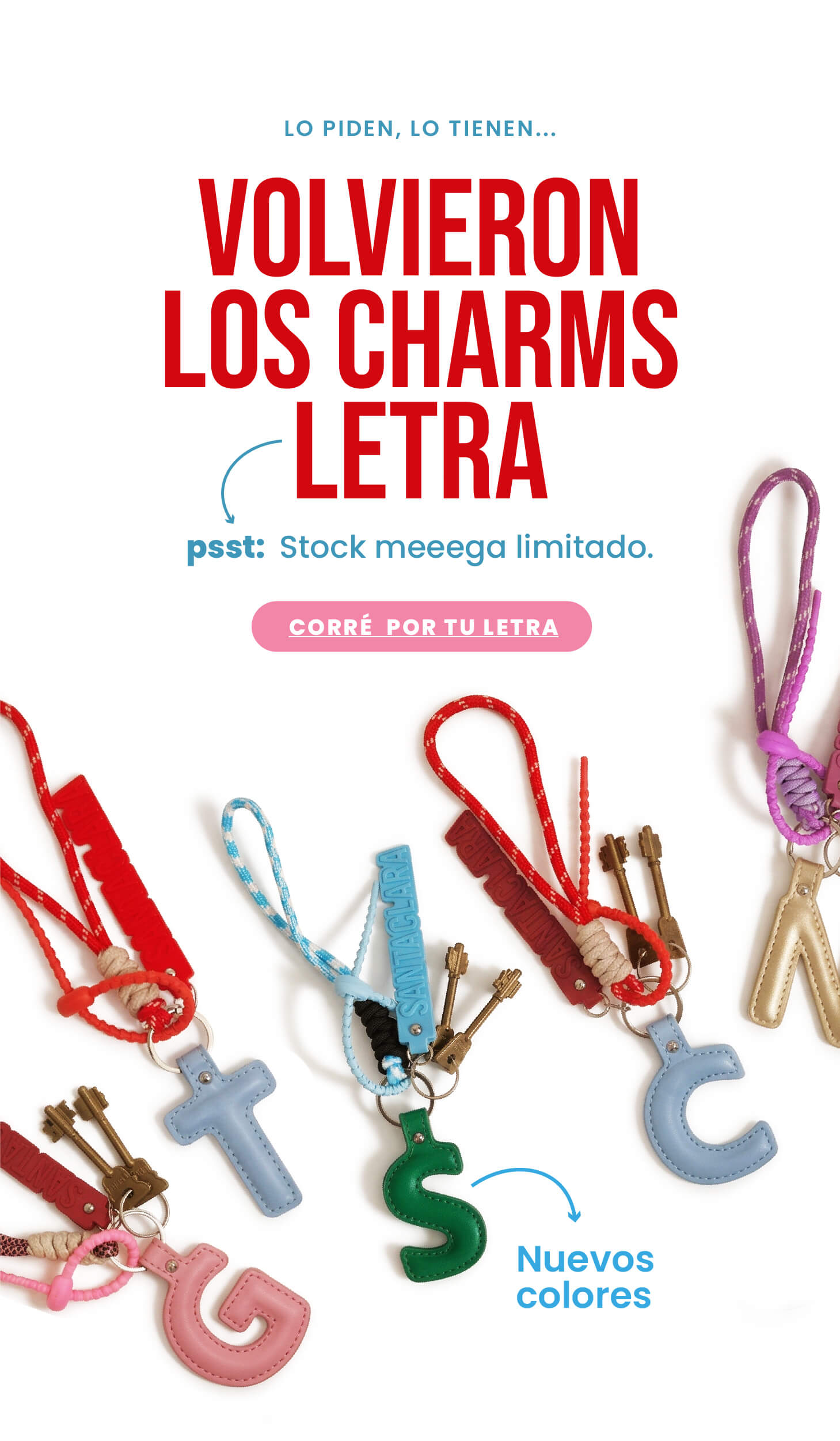 Charms llaveros iniciales Santaclara