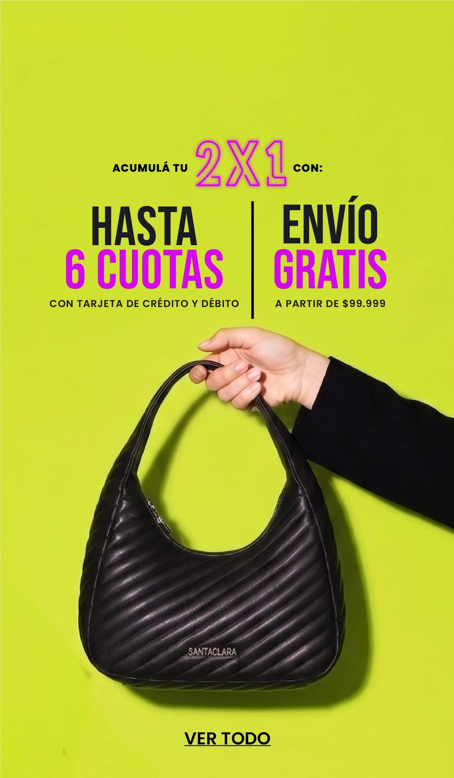 Ofertas Hot Week Santaclara 2x1 en carteras + 6 cuotas sin interés