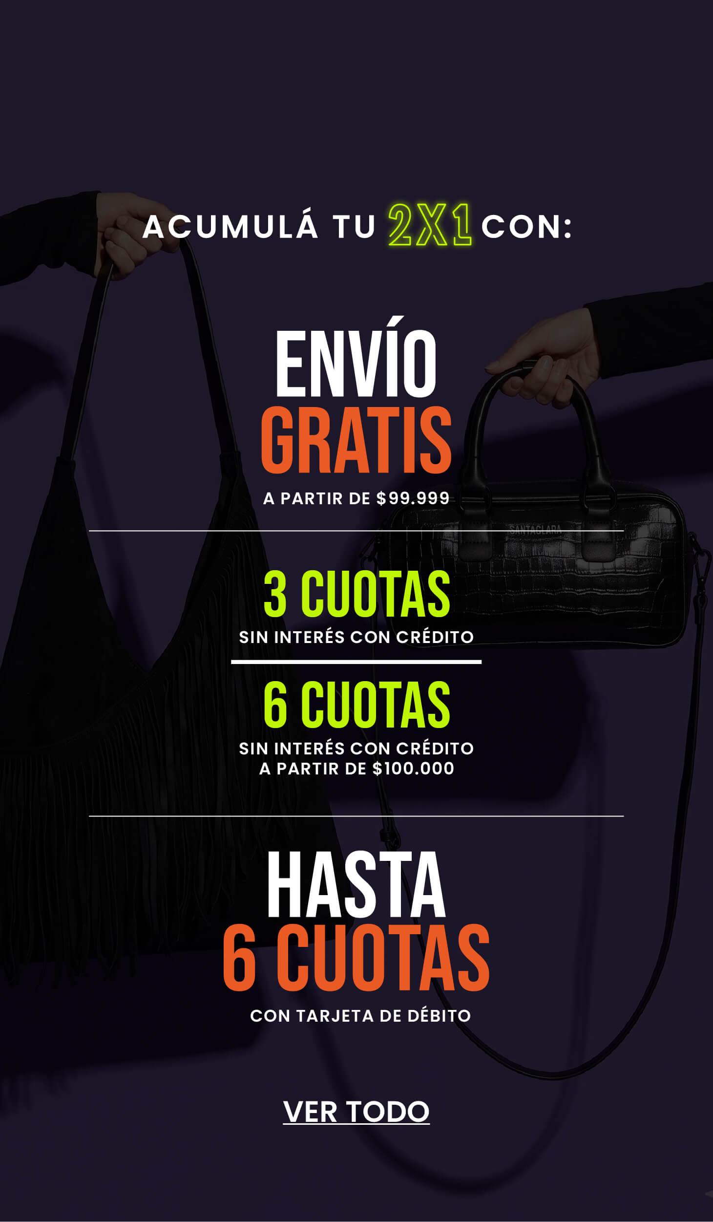 Ofertas Hot Sale Santaclara 2x1 carteras en cuotas sin interés