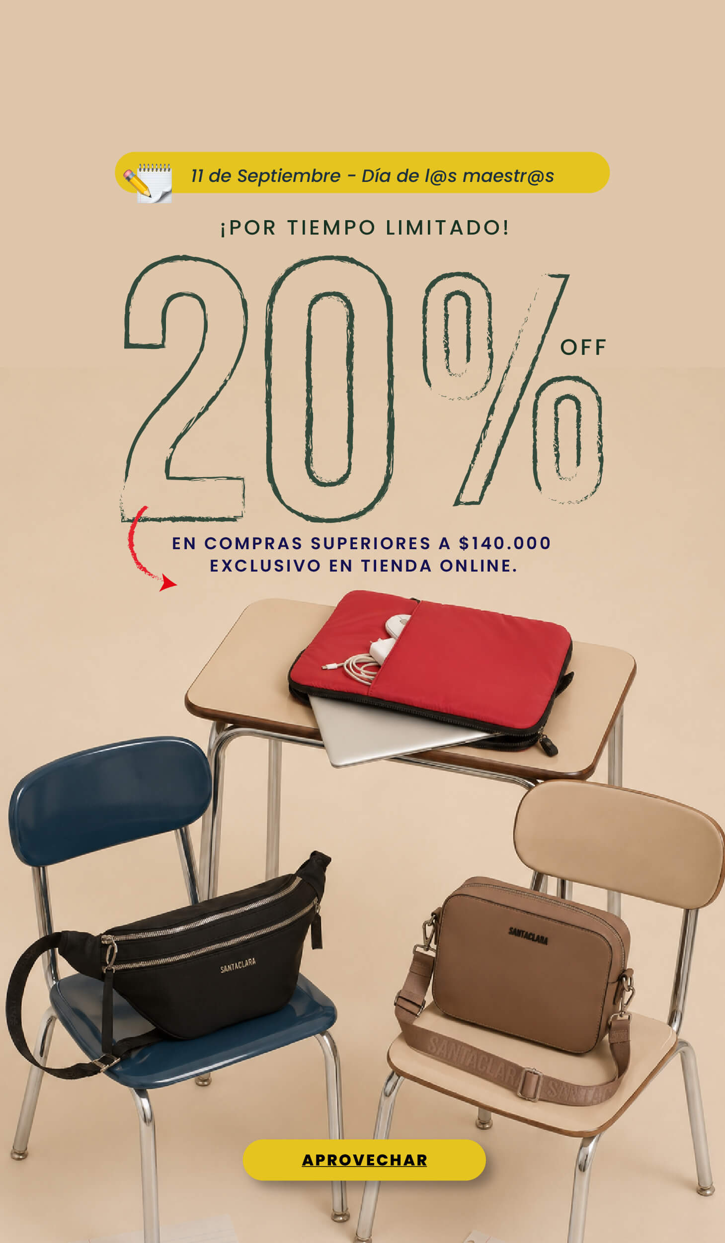Descuentos por el Día del maestro, en carteras, mochilas y accesorios