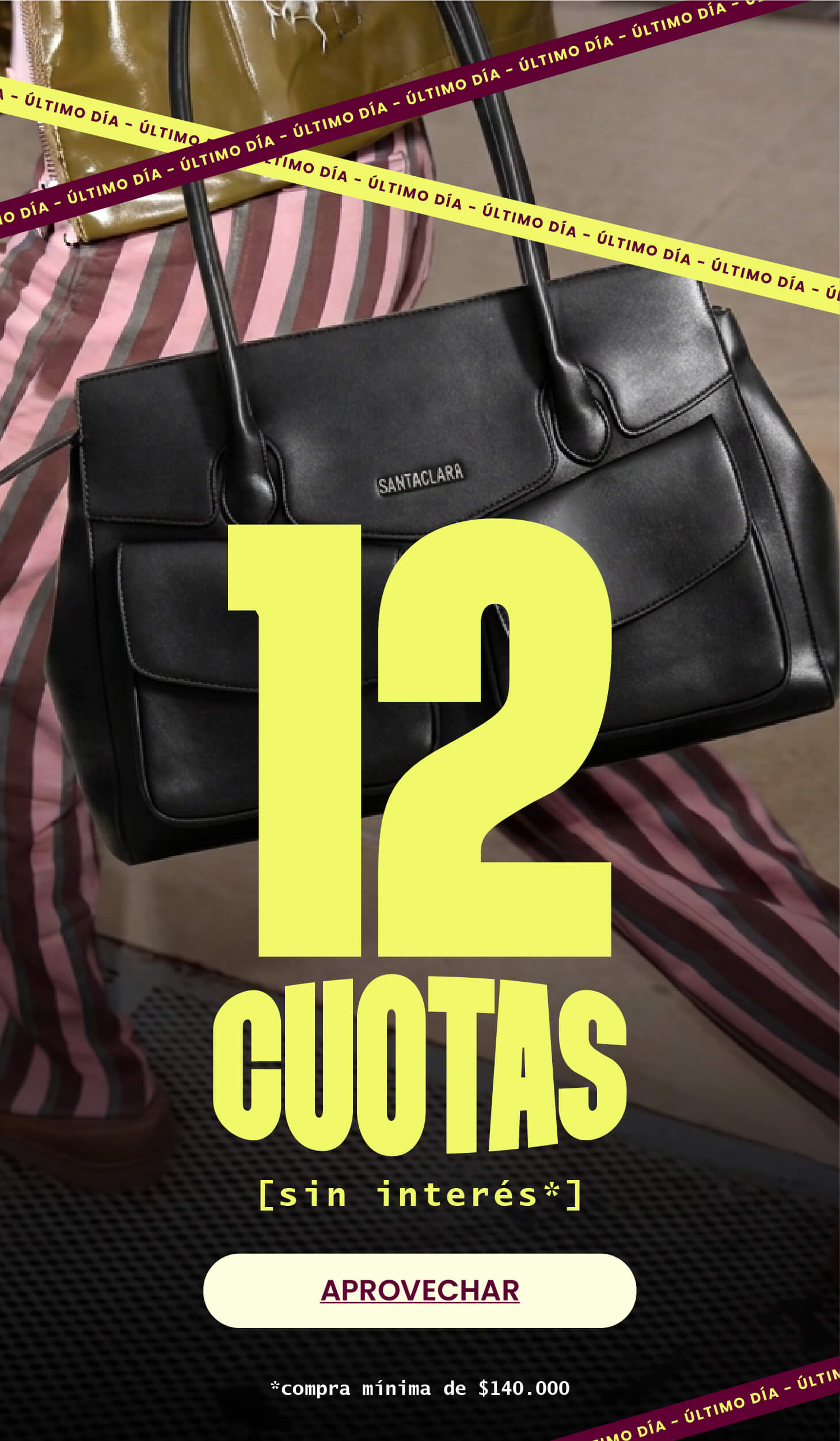 12 Cuotas sin interés en compras superiores a $140.000 con tarjetas bancarias en carteras, bolsos y mochilas Santaclara
