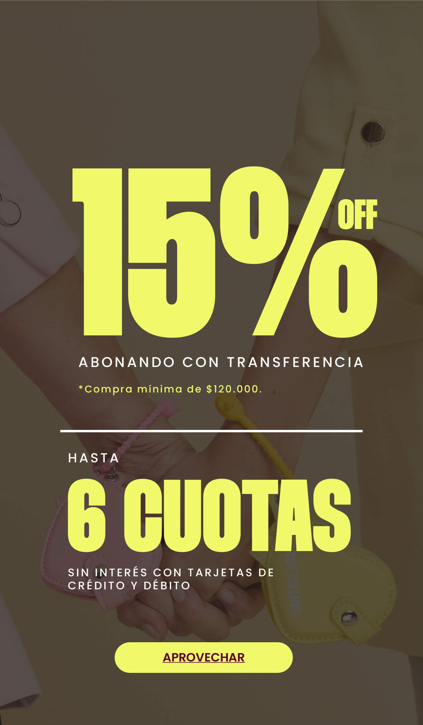 Descuento pagando por transferencia en carteras, mochilas y billeteras de mujer